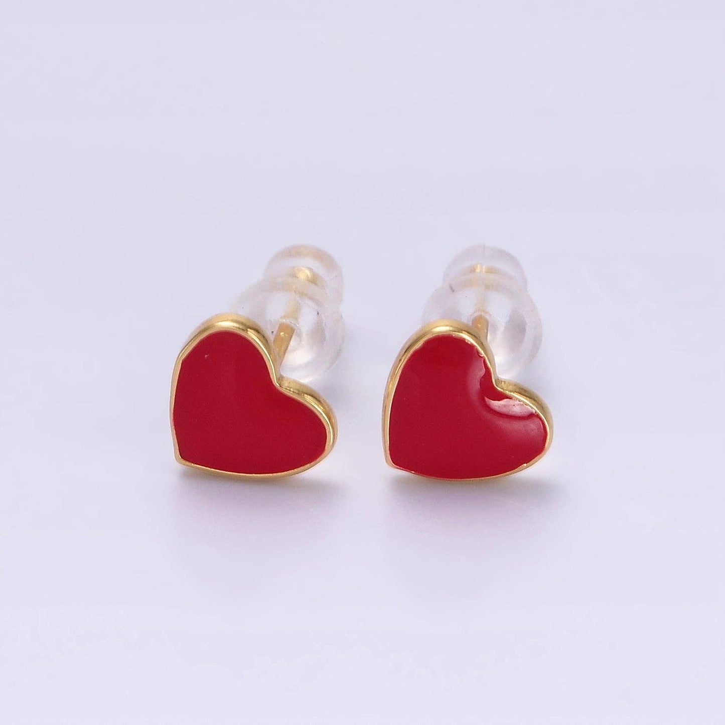 14K GoldFilled Red/Teal/Pink/White Enamel Heart Stud Earring