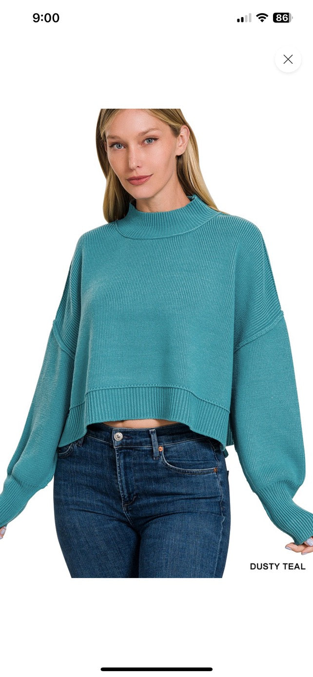 Teal Crop Sweater