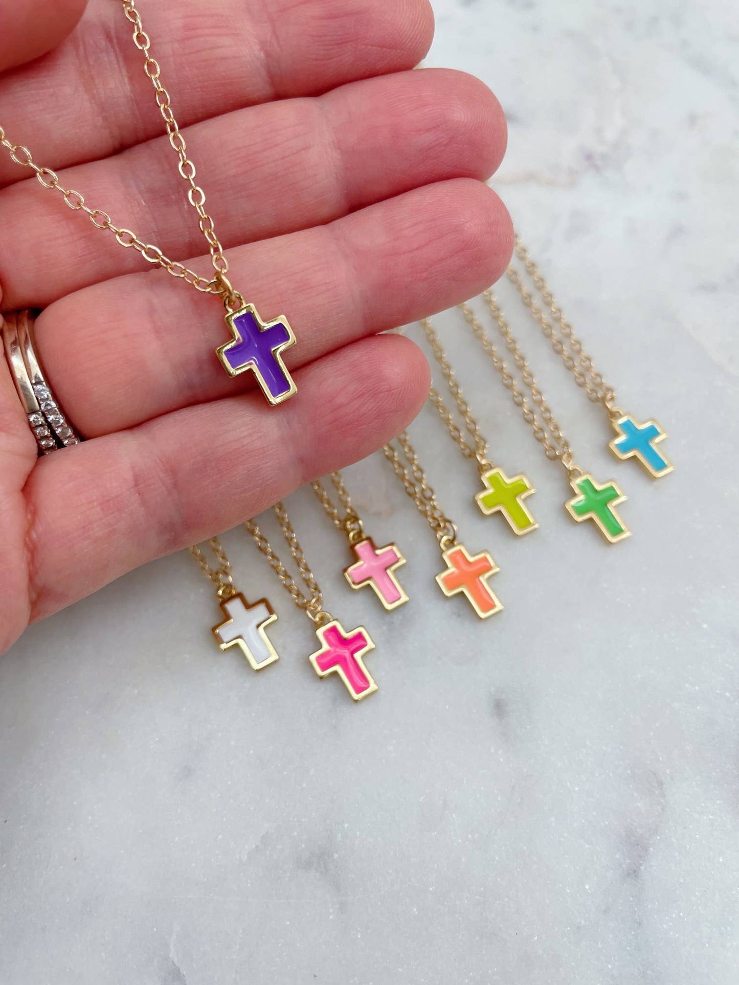Colorful Cross Necklace, Christian Jewelry, Religious Gift