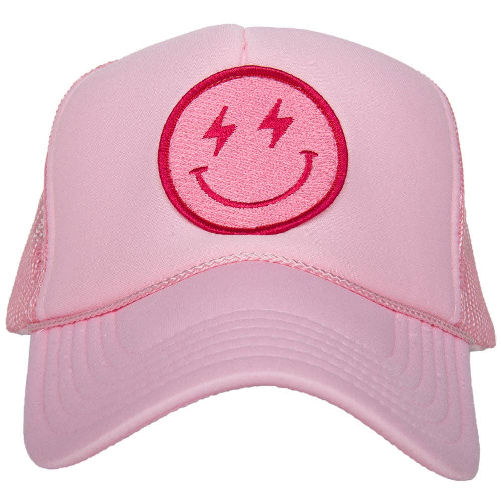 Hot Pink Lightning Happy Face Foam Trucker Hat
