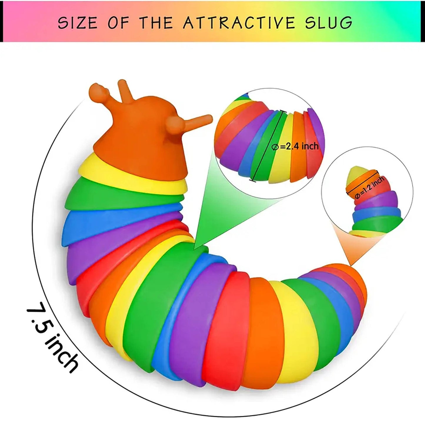 Rainbow Sensory Articulated Slug Toys