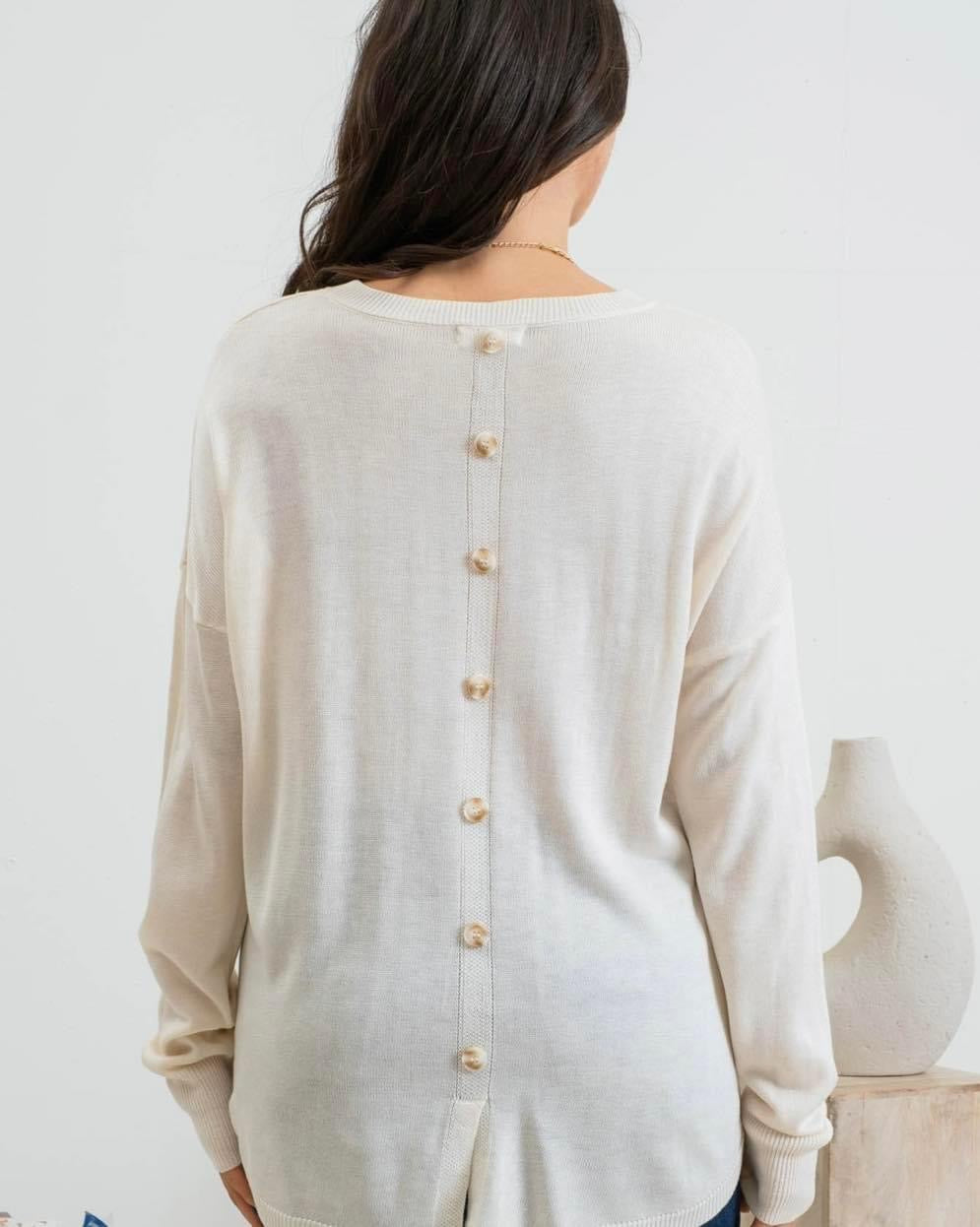 Button Back Sweater - Cream