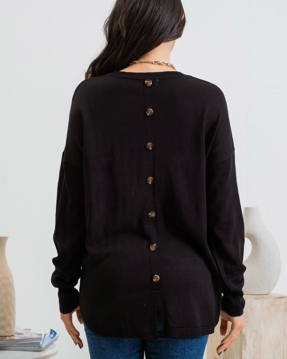 Button Back Sweater- Black