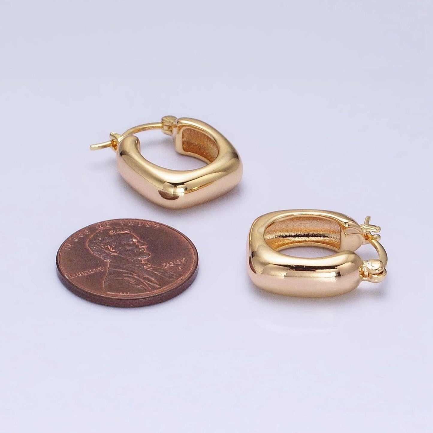 Gold Filled Chubby Square French Lock Latch Earrings