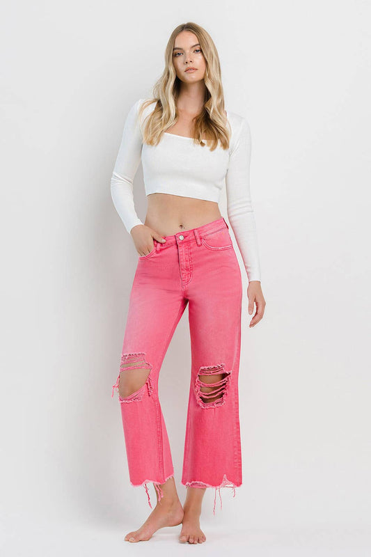 90'S VINTAGE SUPER HIGH RISE CROP FLARE JEANS V2736HP