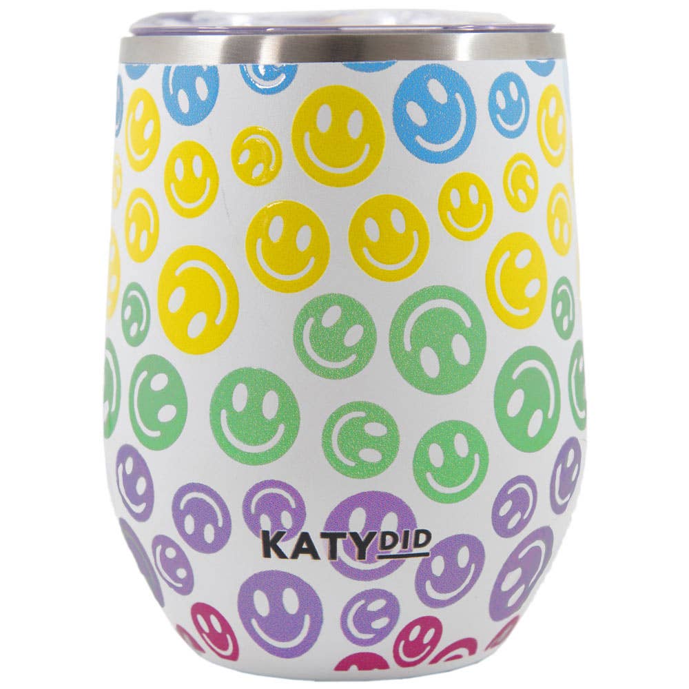 Pastel Happy Face Stainless Steel WINE TUMBLER