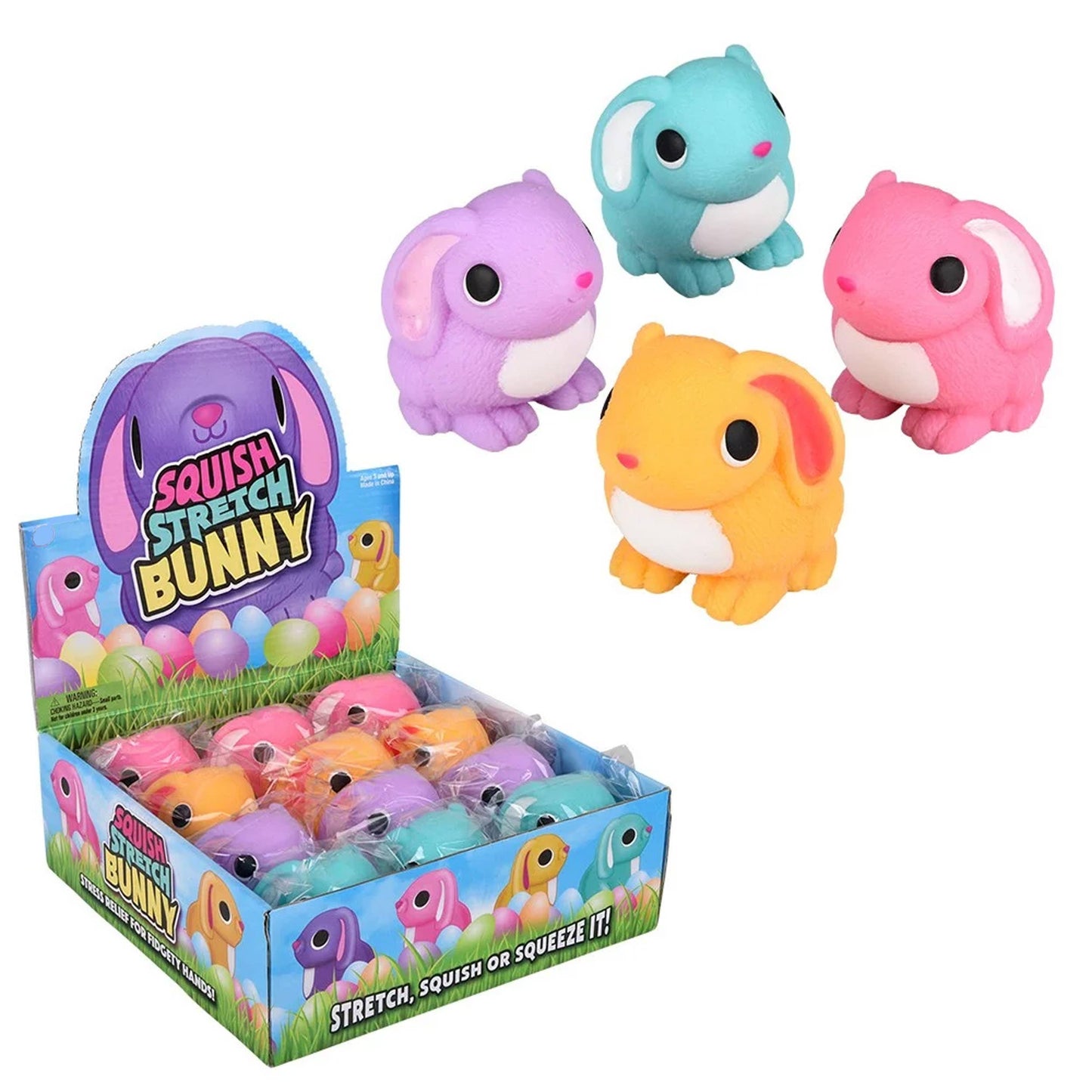 Squish & Stretch Easter Bunny Kids Toy- Assorted