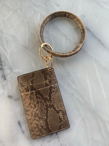 ’Snakeskin Keyring Wallet’ (Beige)